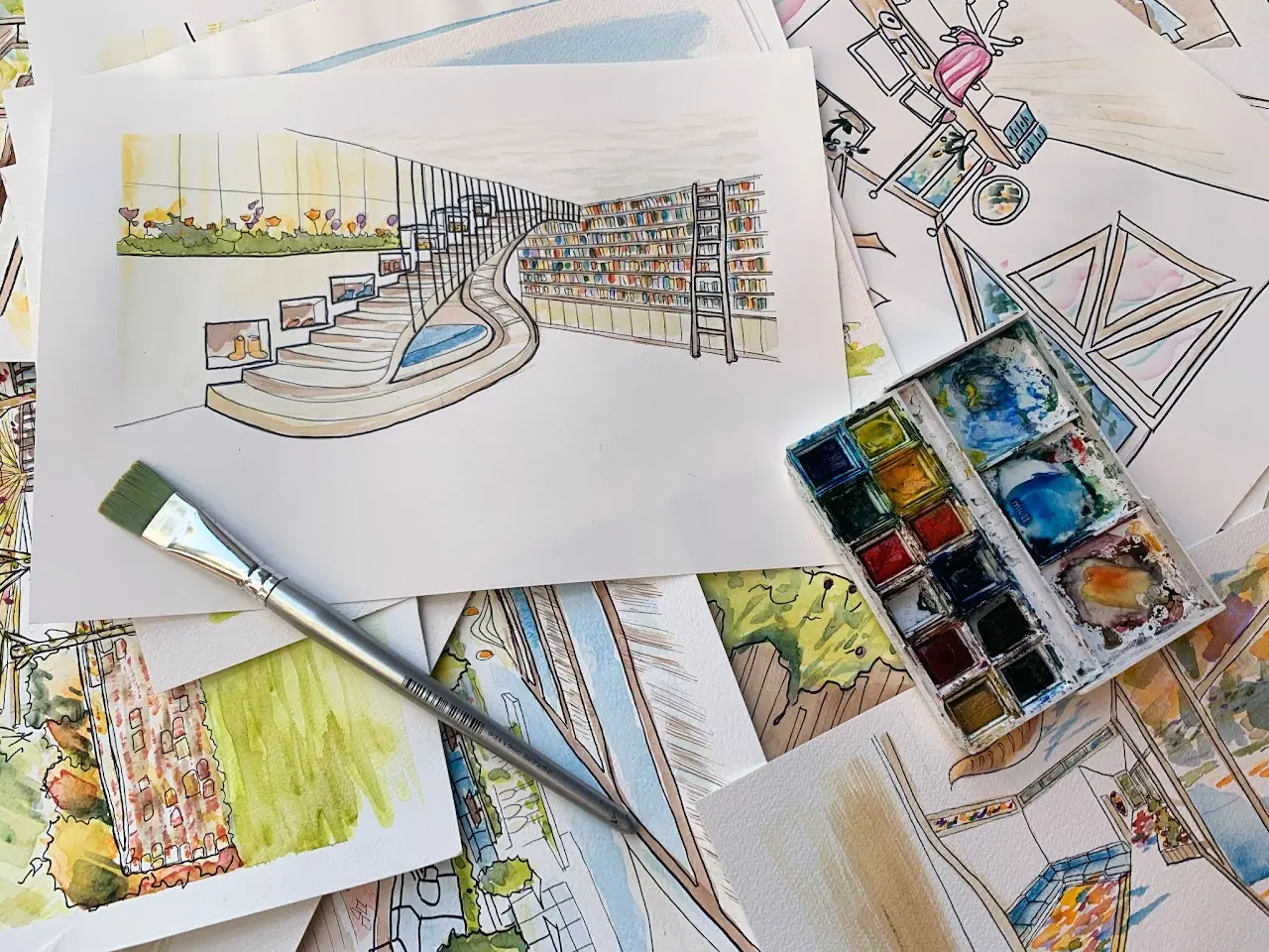 Watercolour concept sketch from the Good Architect design process