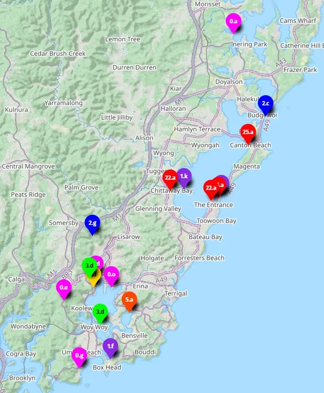 map of central coast bushwalks for prams and accessible wheelchair access