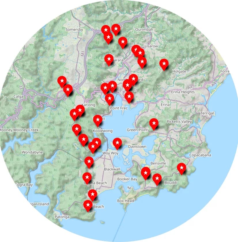 Map of secret bushwalks on the Central Coast