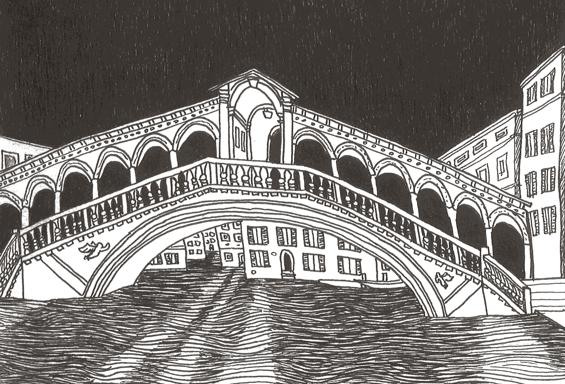 My sketch of the Rialto Bridge in Venice