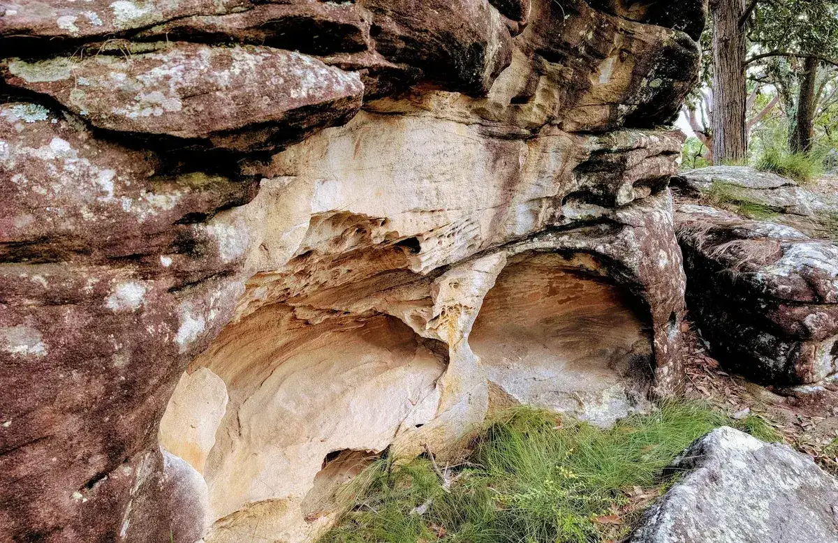 Honeycomb weathered texture inside a sandstone rock overhang