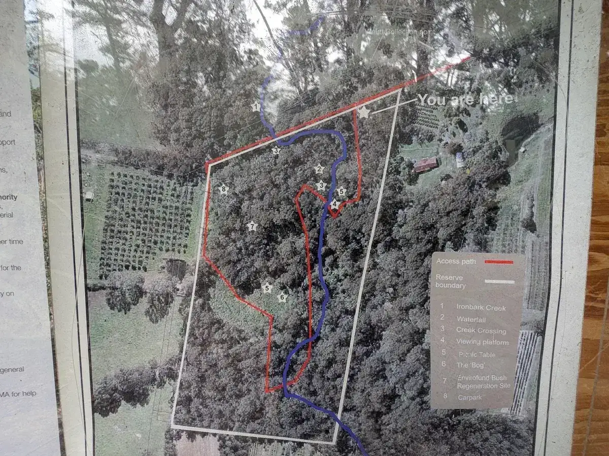 Map of Ironbark Falls in info hut