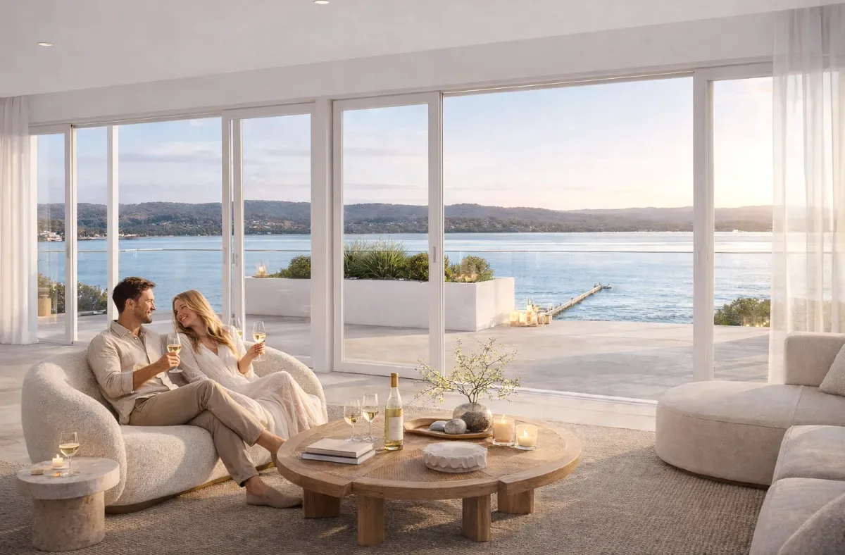 Lakeview Apartments living room, Long Jetty