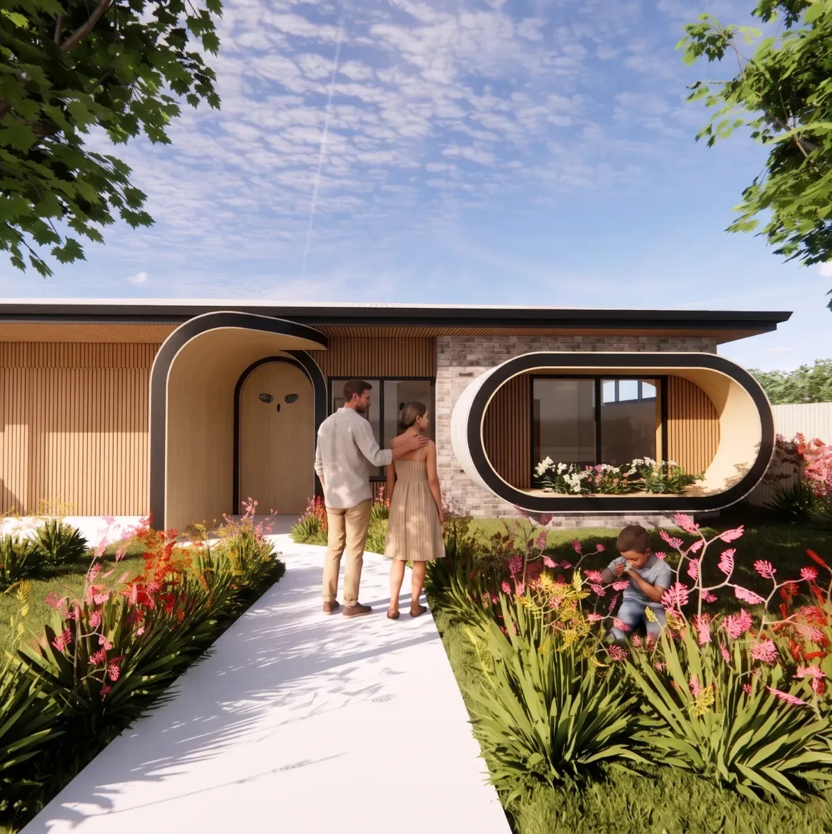 Wadalba Duplex exterior with curved walls