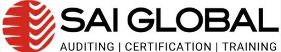 SAI Global auditing, certification and training logo in red and black