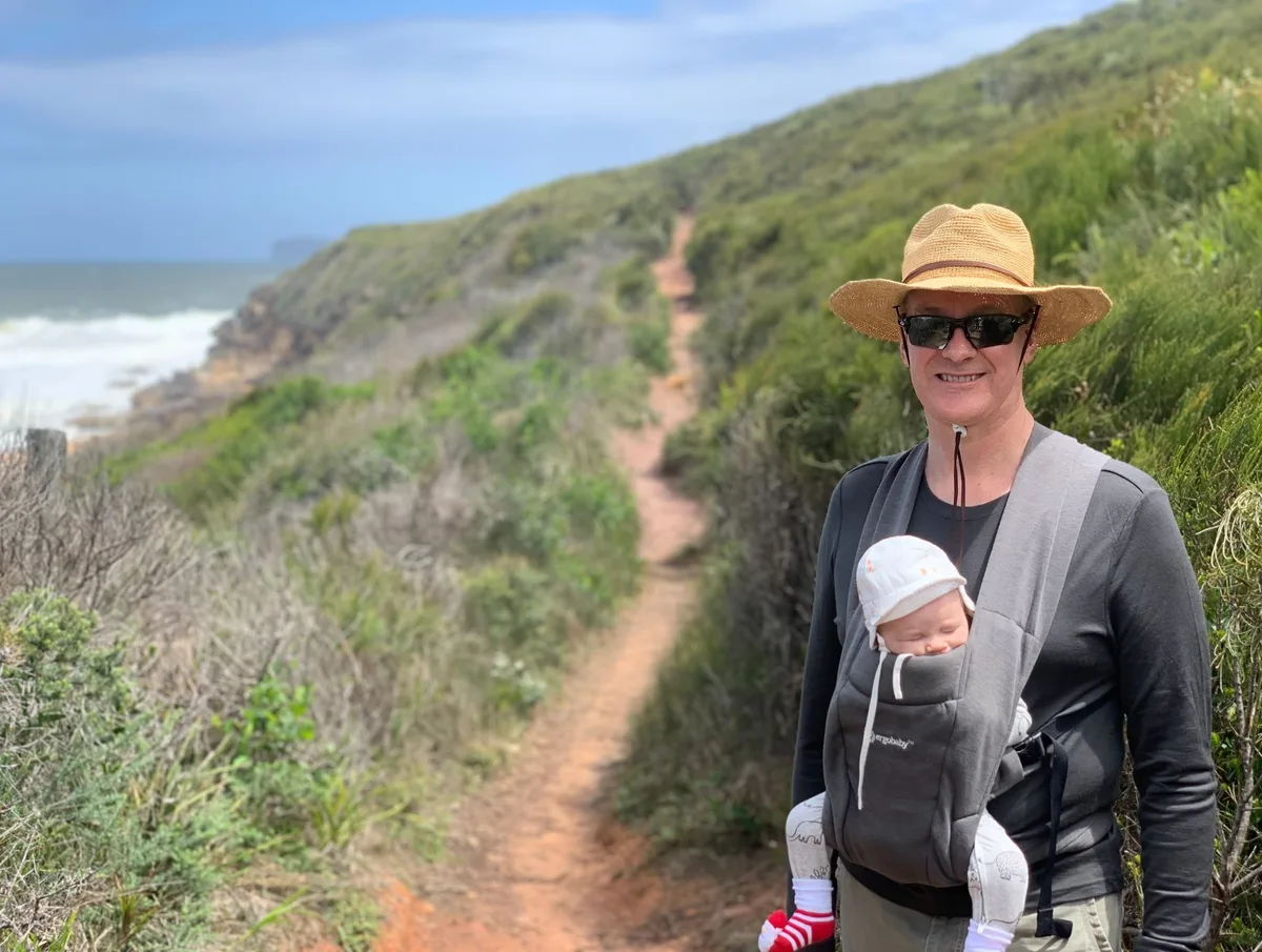 sandy clifftop trail through coastal heath above Tallow Beach and the ocean