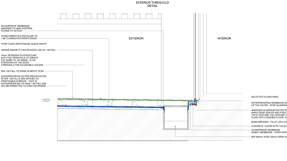 Waterproofing detail - Bathroom floor - to comply with NSW Commissioner guidelines
